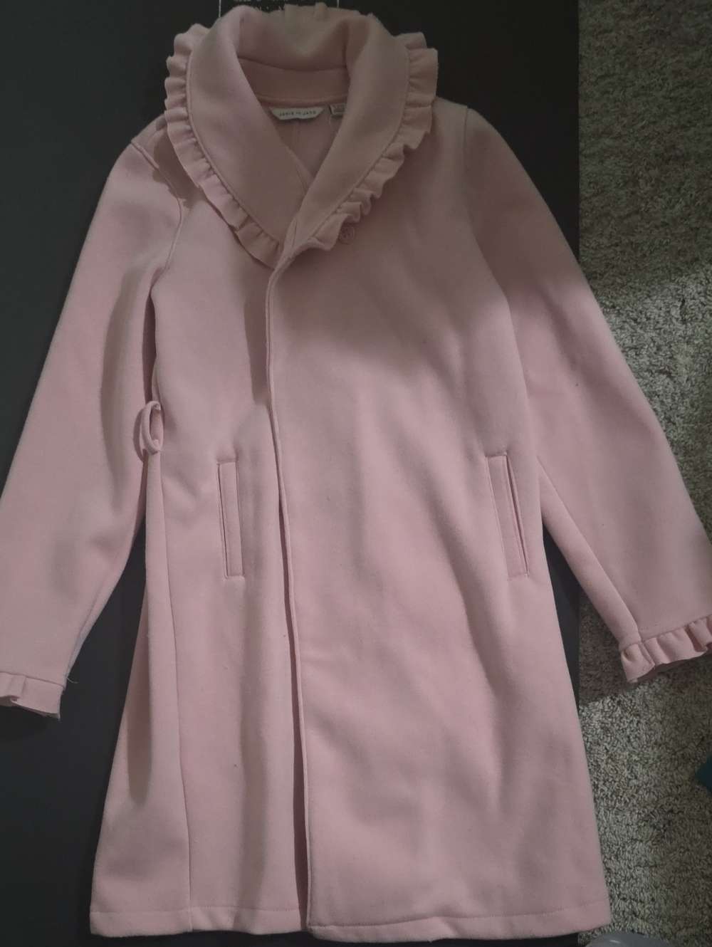 Girl's Pink Ruffle Collar Coat